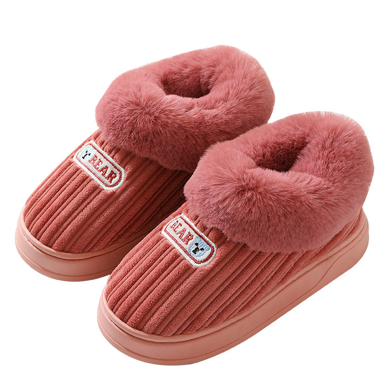 Winter Warm House Slippers Woman Plush Covered Heel Cotton Shoes Indoor And Outdoor Thick-soled Non-slip Fluffy Slippers For Men Product information: Upper Material:Cotton Sole Material:PVC Fashion element: stitching Function:Non-slip,Warmth Insole Materi