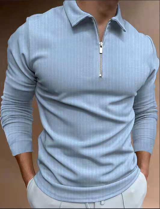 POLO Shirt Zipper Stripe Long Sleeve Men's T-shirt Top P roduct information: Main fabric composition: polyester fiber (polyester) Pattern: stripes Edition type: Loose Style: cardigan Collar type: Lapel Sleeve length: long sleeve Fabric name: Cotton blende