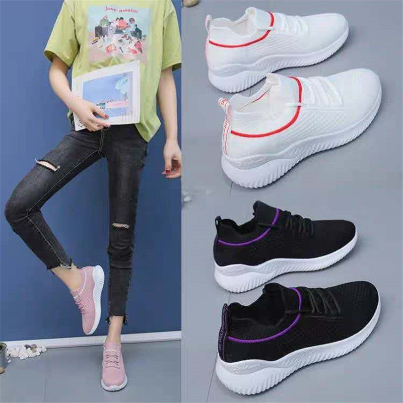 Sports Casual Shoes Flying Woven Breathable Lightweight Running Shoes Product information: Sole material: plastic Applicable sports: general Wearing style: sleeve/overshoes Heel shape: flat heel Inside material: none Opening depth: middle mouth (7-11CM) U