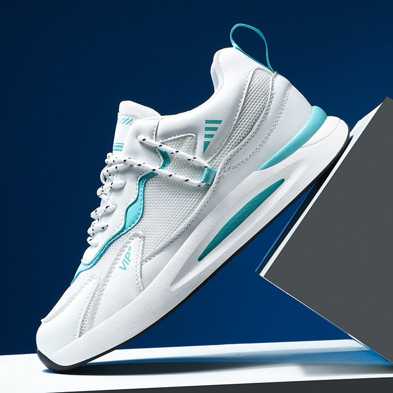 Height Increasing Insole Men's Shoes Wedge Casual Invisible Sports Product information: Color: White, blue and red combo, white black moon, white lake blue Upper height: Low top Heel height: High heel (6-8cm) Heel shape: Height increasing insole Size: 38,