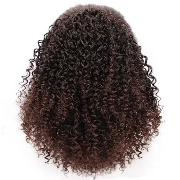 Women's African Drawstring Stretch Small Curly Wig Product information: Material: chemical fiber high temperature wire Style: fashion and simplicity Features: Curly hair Colour: 1b# black, 2# natural black, 4# brown black, 1B-BUG# mixed wine red, 1-33# da