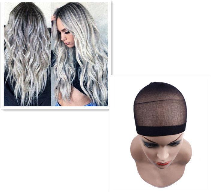 European and American female long curly wigs Wig length: long hair Can be hot dyed: not hot dyed Hairline material: high temperature wire Applicable skin color: any skin color Applicable face shape: any face shape Product overall length: 70cm European and