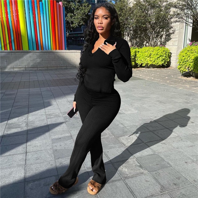 Solid Knit Ribbed Two Piece Set Introducing the latest addition to our winter wardrobe collection: the Solid Knit Ribbed Two Piece Set. This stylish two-piece set combines quality and comfort with the perfect blend of modern, sophisticated vibes. Crafted