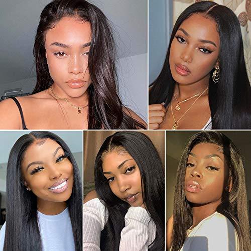 Brazilian Straight Front Lace Wig Human Hair Product information: Material:Real hair Style:Fashion minimalist Features:Pure color Colour:Black Wig:4x1 lace Packing list: Wig*1 Product Image: Brazilian Straight Front Lace Wig Human Hair Product information