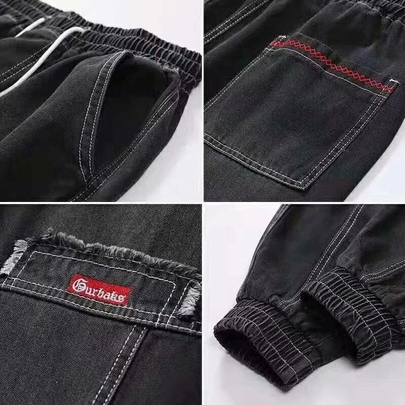 Plus Size Wide Leg Harem Casual Pants For Men Product information : Waist type: mid-waist Whether there is a belt: no belt Trousers placket: Tie closure placket Fabric Name: Denim Main fabric composition: Cotton Main fabric ingredient content: 68 (%) Styl
