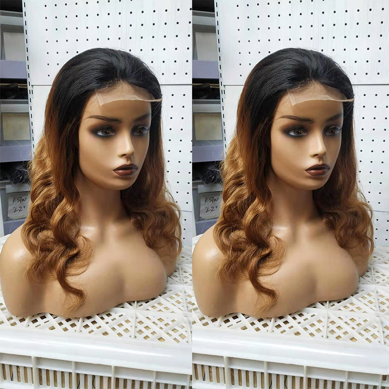 Ombre 1B 27 Body Wave 4x4 Lace Wig Brazilian Human Hair Wigs Product Information: Processing technology: semi-mechanical and semi-hand-woven Wig length: long hair Can it be dyed and ironed: it can be dyed Hair material: real hair Applicable skin tone: any