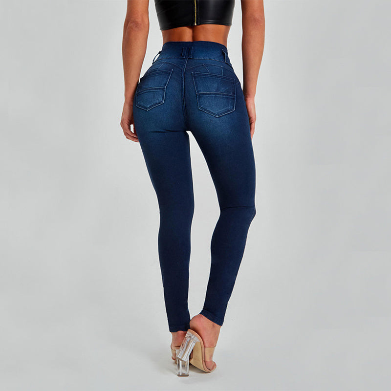 High Waist Jeans Women's Skinny Trousers Tight Stretch Shaping And Hip Lifting Pants Overview: Unique design, stylish and beautiful. Good material, comfortable wear. A variety of colors, any choice. Product information: Fabric name: 85% cotton+13% polyest