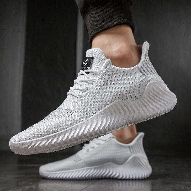 Flying Woven Breathable Super Light Casual Sports Shoes Product Information: Pattern: Solid Upper Material: Flying Weave Sole Material: Rubber Suitable for Sports: General Wearing Style: Front Lace Up Fashion Element: Sewing Heel Shape: Thick Sole Inner M