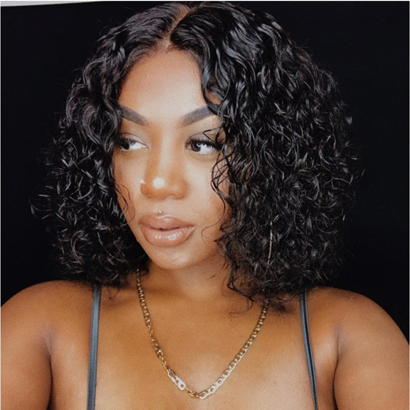 Short curly headgear Model: black African roll Applicable to: lady Process: mechanism Can be dyed hot: not hot dye Hair material: high temperature silk Skin color: any skin color Face type: any face type Bang type: long bang Efficacy: beautify face shape