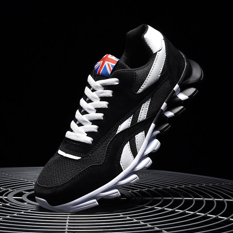 Flying Woven Breathable Sports Blade Running Shoes Overview: Unique design, stylish and beautiful. Good material, comfortable feet. A variety of colors, any choice. Specification: Upper material: pig leather + mesh Sole material: MD Heel shape: flat heel