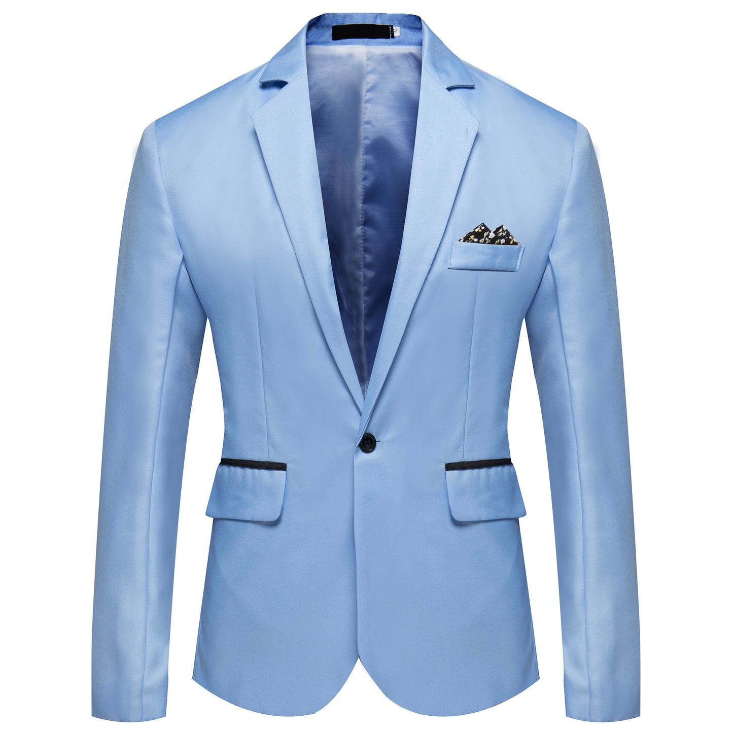 Solid Color Small Suit Hot Sale Men One Button Suit Product information: Pattern: solid color Pocket Style: Dimensional patch pocket Color: white, red, gray, black, pink, sky blue, sapphire blue, navy blue Size: M,L,XL,2XL,3XL,4XL,5XL Version: slim fit Li
