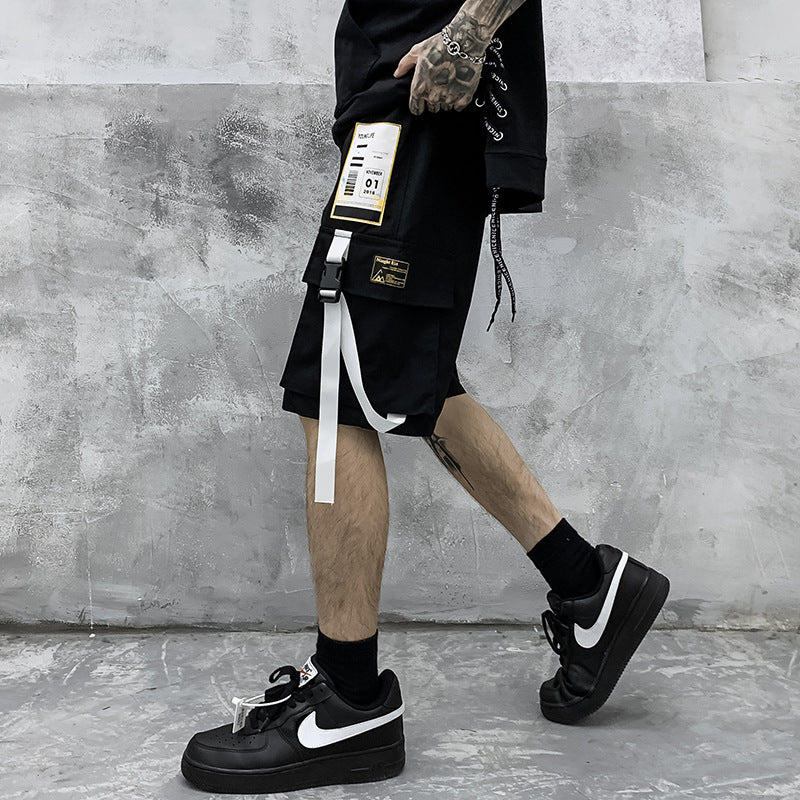 Straight Young Student Trendy Sports Overalls Product information: Purchasing category: Youth popular (18-24 years old) Style: straight Pants type: straight type Pants length: five-point pants Waist type: mid waist Size Information: Note: 1. Asian sizes a