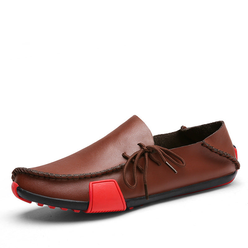 Soft flat sole leather shoes Style: Leisure Applicable gender: Male Pattern: solid color Upper material: leather Leather features: cowhide Style: bean shoes Packing volume: 33 * 20 * 12 Insole material: PU Color: white, black, brown Size: 38,39,40,41,42,4
