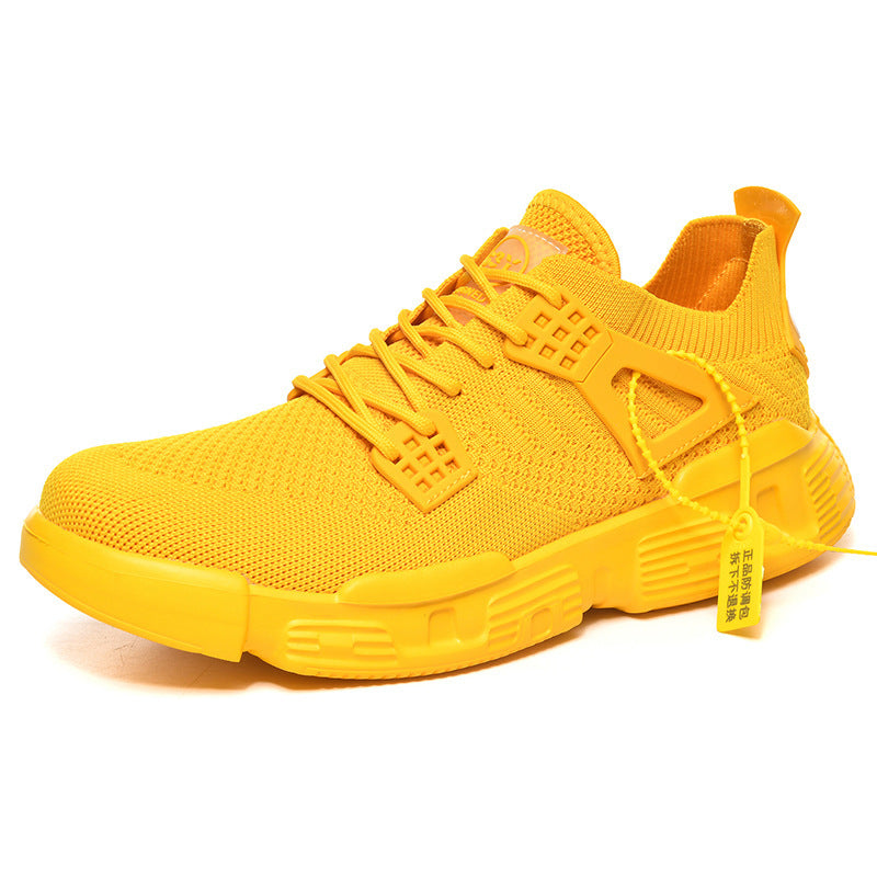 Flying woven mesh casual sports men's shoes Style: sport Function: breathable Applicable gender: Male Pattern: solid color Upper material: Flying fabric Sole material: Rubber How to wear: front lace up Fashion element: sewing Heel shape: flat heel Lining