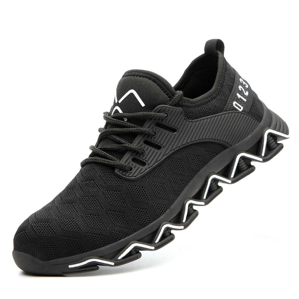 Breathable flying woven anti-smash shoes Function: Piercing damage Material: flying weave Upper style: low cut Range of use: electrician on construction site Baotou material: steel toe cap Features: Anti-smash Breathable flying woven anti-smash shoes Func