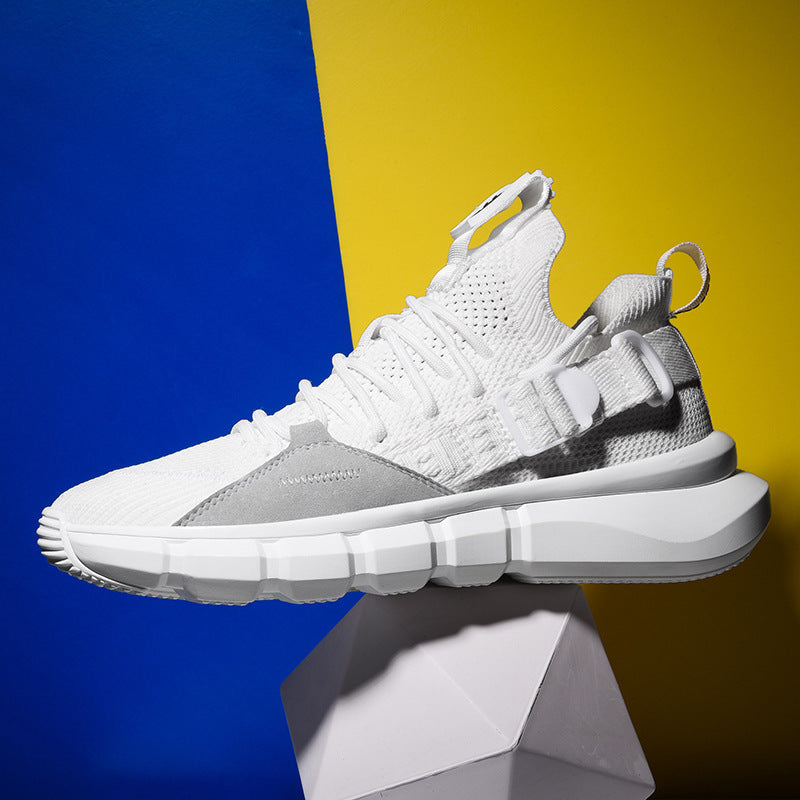 Flying woven mesh breathable running shoes Product category: Sports casual shoes Style: Sports Function: Breathable, other Upper material: flying mesh Sole material: MD Wearing style: front tie Popular elements: car suture Heel shape: thick sole Inside ma