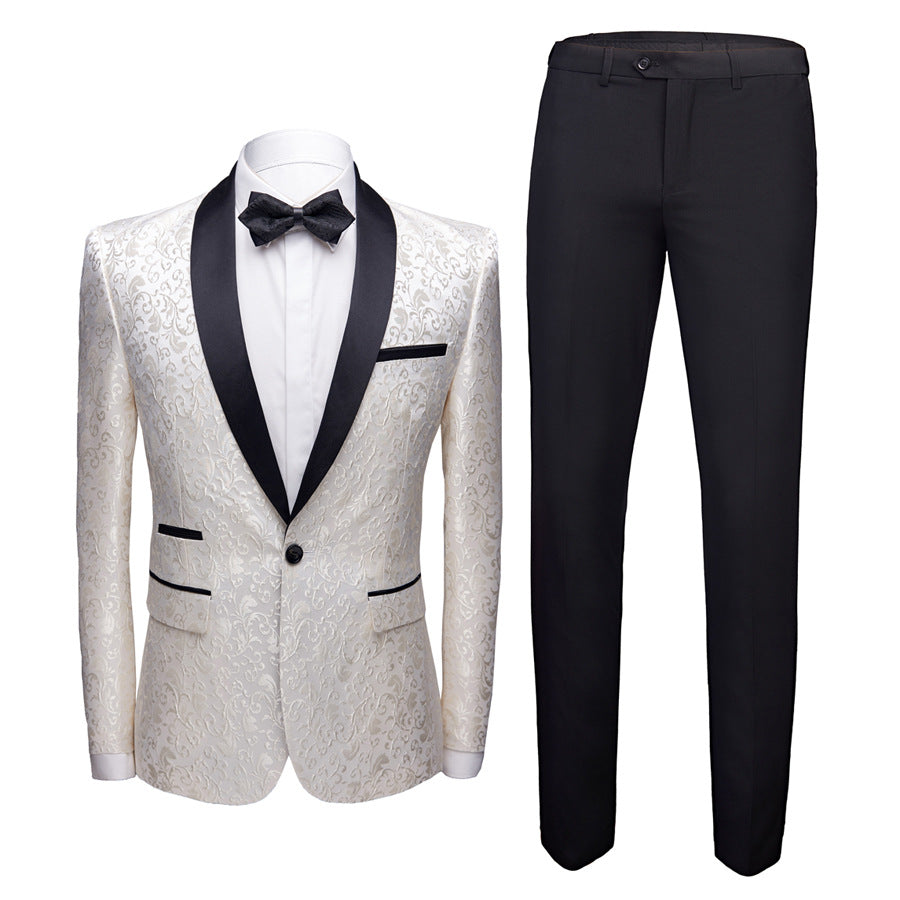 Men''s suit suits men wedding Dress Suit Set Product information: Fabric Name: Other Main fabric composition: acetate fiber Content of main fabric components: 85 (%) Applicable scene: Banquet Collar type: Green fruit collar Opening method: After opening C