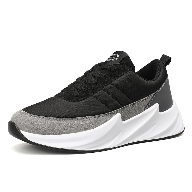 Shark men's shoes sports casual shoes Style: Korean Pattern: Color matching Upper material: cloth Sole material: pu Applicable sports: general Wearing style: front tie Popular elements: sewing thread, cross straps, waterproof platform, color matching Heel