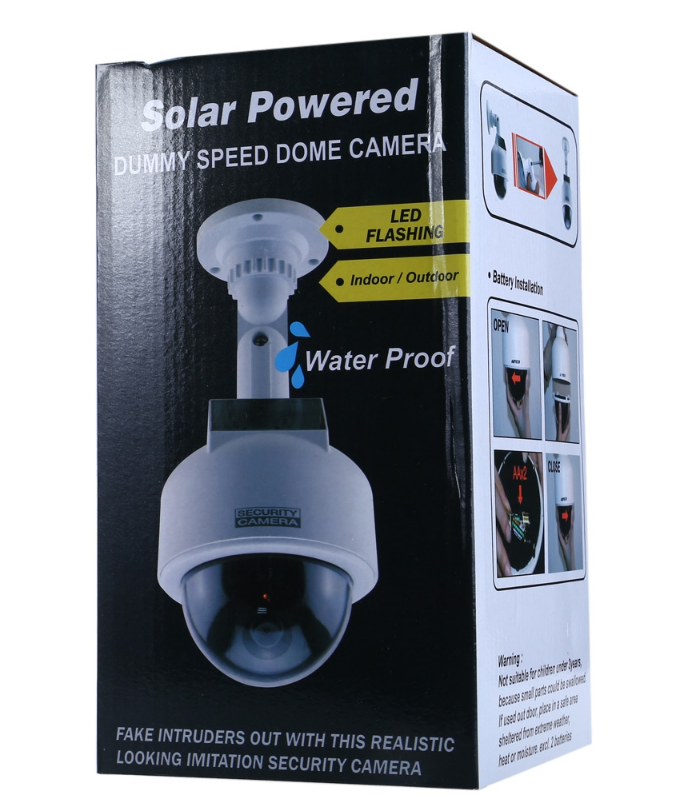Solar Energy Waterproof Outdoor Lens diameter: 25mm Size: 130 *140 *237mm Power supply: (1) direct power supply from solar panels (2) 1.5V AA dry battery. ( not included ) Material: ABS engineering material Energy display: flashing red LED light (flashing