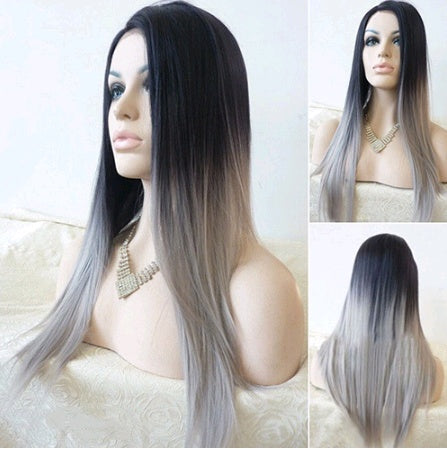 Premium Fibre Ombre Gray Wig Applicable people: General Process: Mechanism Can be dyed hot: can be dyed Hair material: high temperature wire Apply skin tone: any skin tone Applicable face: any face type Liu Hai type: can be slanted Wig hairstyle: long str