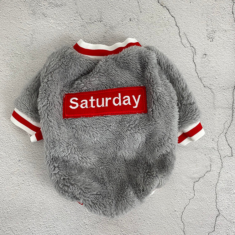 Pet sweater Product information: Made of: Cotton Pet clothes style: casual Color classification: blue Pet clothes style: cotton Applicable object: Dog Size: S bust 45 back length 26 (5-8 kg) M bust 50 back length 28 (8-12 kg) L bust 55 back length 33 (13-