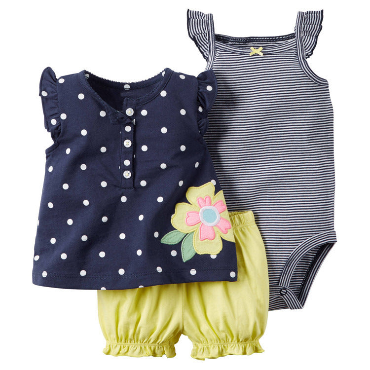 Baby Clothes Summer Sleeveless Bag Fart Clothes Girl Baby Romper Romper Product information: Applicable gender: Female Sleeve: Sleeveless Hooded or not: Not hooded For the season: Summer AQL sampling standard: 1.0 Flat car stitch pitch 12~14 stitches/3cm: