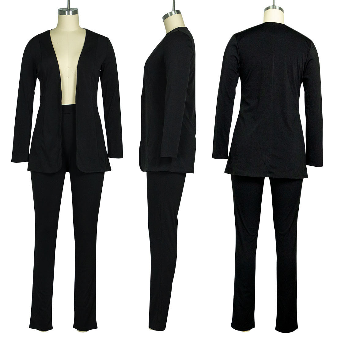 Pure color suit casual wear two-piece suit Style: Casual Pattern: Solid Color Style: Pants Suit Top style: small suit Top sleeve length: long sleeve Pants style: pencil pants Pants length: trousers Popular elements: stitching Craft: collage/stitching Fabr