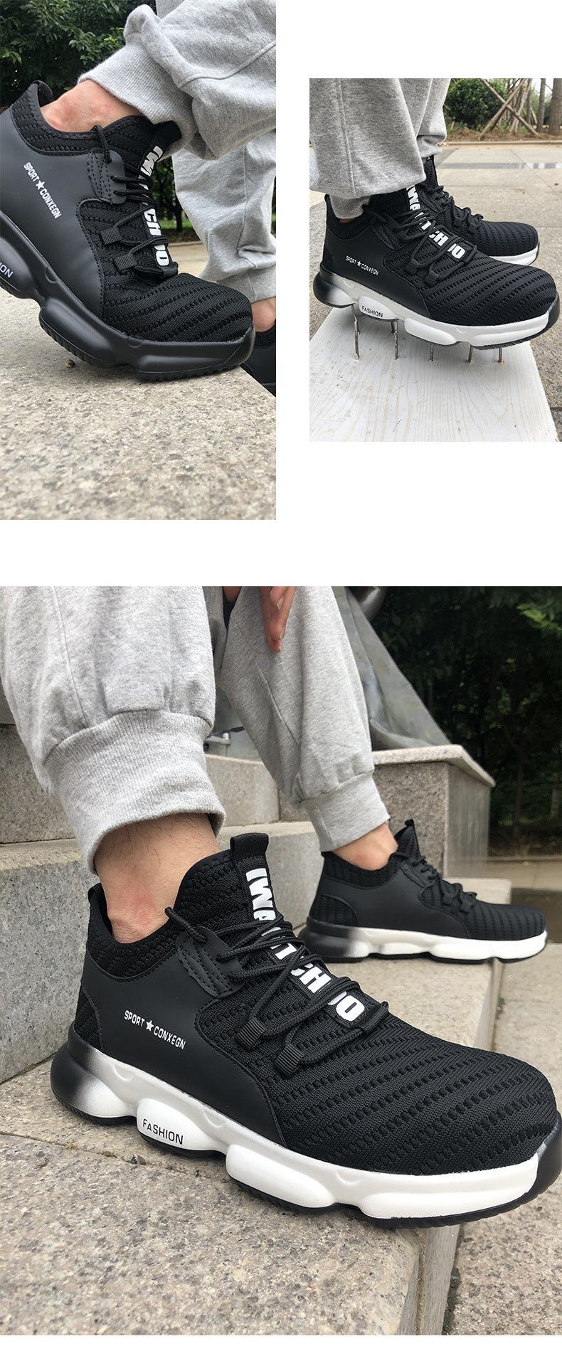 Non-Slip Flying Woven Safety Shoes, Safety sShoes, Work Shoes Specification: Anti-smashing: Steel head anti-smashing Stab resistance: Kevlar midsole Upper: ~flying shoe upper Sole: Polyurethane Weight: 400g/42 size single Packing list : Safety shoes x1 No
