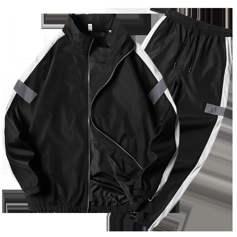 Leggings Pants Stand Collar Jacket Sportswear Suit Men Product information: Style: Sweatpants Pants type: loose Length: trousers Waist type: double waist Thickness: plus velvet Main fabric composition: polyester fiber (polyester) The content of the main f