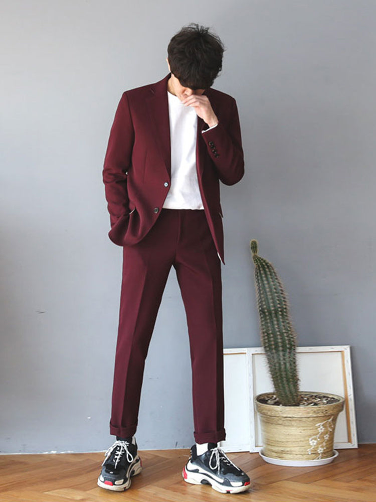 Men's Suits, Formal Wear, Casual Korean Style Autumn Professional Fit Product Information Collar Type: Flat Collar Placket/Button: Two Single-Breasted Buttons Color: A: Black suit B: Black Three-Piece Suit Style: Exquisite Korean Style Foundation Style: F