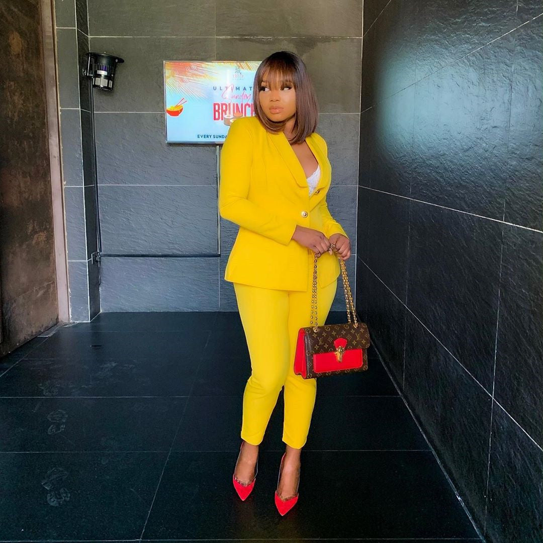 Suit Suit Suit Office Two-piece Suit Product Information: Style :OL commuter Pattern: solid color Style: Pantsuit Top style: small suit Top sleeve length: Long sleeves Pant style: Pencil pants Length of trousers: Trousers Fabric name: cotton blends Main f