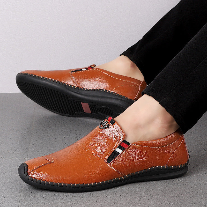 Lazy Casual Peas Shoes British Style Driving Shoes Product Information: Style: casual Sole Material: Rubber Wearing style: sleeve/overshoes Heel shape: flat heel Inside material: leather Applicable scene: leisure Upper height: low Sole craft: sewing shoes