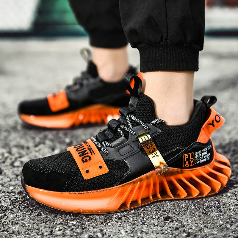 New Trendy Shoes, Student Sports Shoes, Men's Running Shoes Specification: Product category: Sports casual shoes Function: Breathable, keep warm Pattern: Color matching Upper material: Mesh Sole material: Tpu+popcorn bottom Wearing style: Front tie Popula