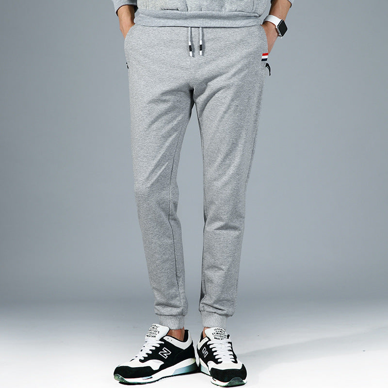 Stretch Waist Casual Sweatpants Product Information: Style: Leisure Style: pencil pants / Leggings Pants type: straight tube type Length: trousers Waist type: middle waist Whether there is a belt: there is a belt Placket: tethered closure Fabric Name: Cot