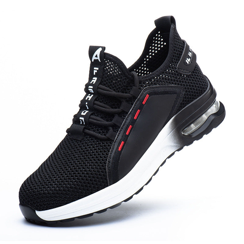 Comfortable Flying Woven Net Safety Protection Work Shoes Product information: Function: piercing injury Material: Flying weave Upper style: low top Scope of application: oilfield, chemical industry, railway, electric power, forestry, mining, engineering