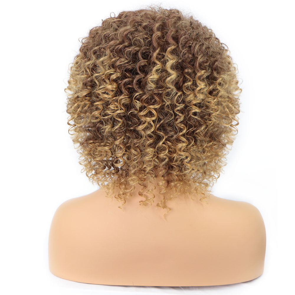Cross-Border Wigs European And American Fashion African Small Curly Ladies Wigs Headgear Wig African Explosive Head Product Information Applicable People: General Treatment Process: Mechanism Can Be Dyed And Ironed: Not Dyed Hair Material: High Temperatur