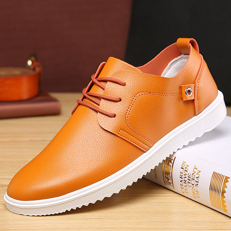 Men's Breathable All-Match Casual Leather Shoes Product information: Function: Keep warm Applicable gender: male Upper material: canvas Sole Material: Rubber Wearing style: front tie Heel shape: flat heel Inside material: cloth Upper height: low Toe shape