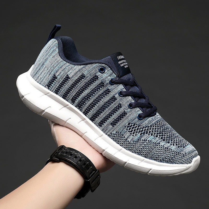 Flying Woven Sneakers Men s Breathable Running Shoes Product information: Product category: sports casual shoes Applicable age: youth (18-40 years old) Style: Sports Suitable season: summer, spring Applicable gender: male Pattern: color matching Upper mat