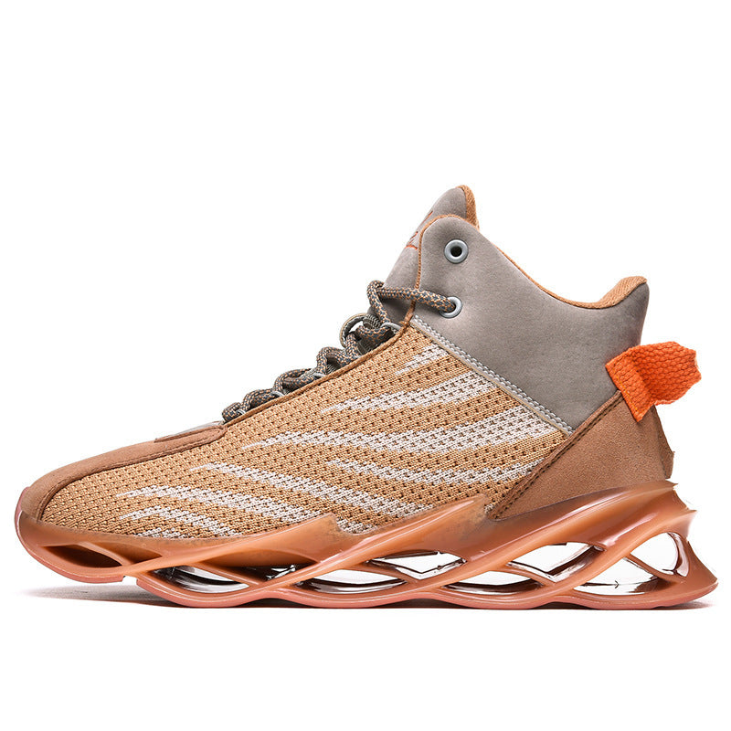 High-Top Fly Woven Sports Casual Men's Shoes Product information: Applicable gender: male Upper material: flying weave Sole Material: Rubber Wearing style: front tie Cortex features: cowhide Heel shape: flat heel Inside material: mesh Upper height: high T