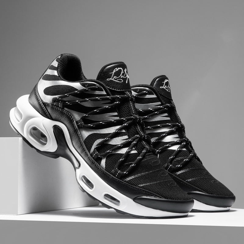 Men's Shoes Training Shoes Air Cushion Running Shoes Sports Shoes Jogging Product Information: Upper material: pu+ mesh Sole Material: Rubber Applicable sports: general Wearing style: front tie Popular elements: car stitching, shallow mouth, totem Heel sh