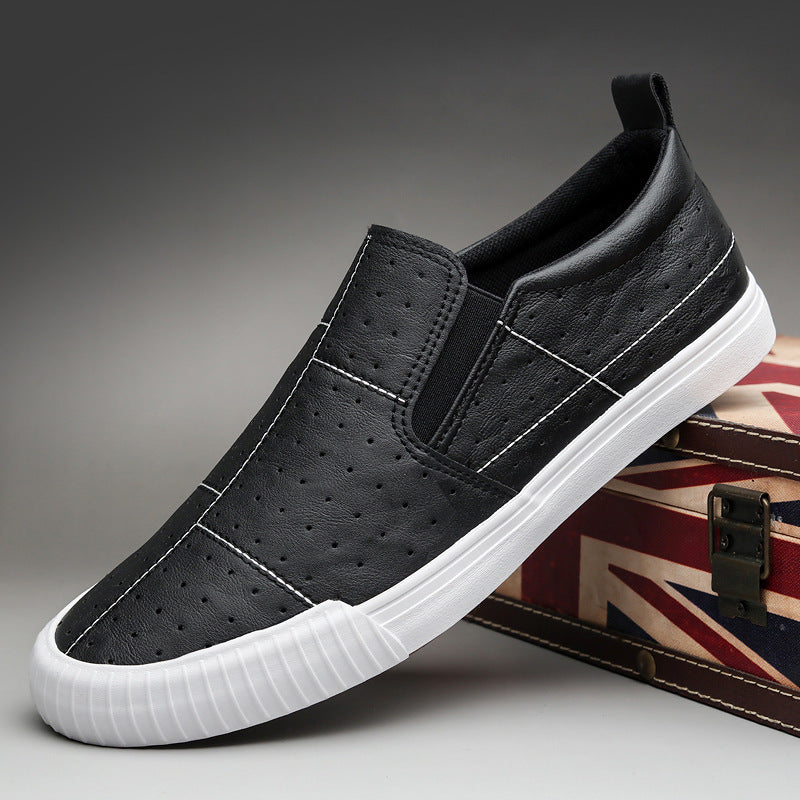 Breathable Leather Shoes Leisure One-Step Business British Deodorant Waterproof Soft Leather Shoes Product information: Upper material: microfiber leather Insole material: cloth The inner material of the help: cloth Color: 20188 all black, 20188 white, 20