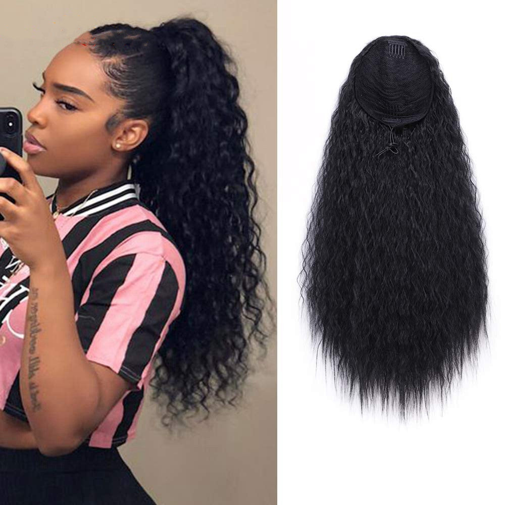 Wig Ladies Ponytail Long Curly Hair Bunch Corn Whisker Ponytail Product information: Length: 22inch 56cm Material: chemical fiber high temperature silk Craft: Mechanism Packing: transparent PVC plastic bag. Wig Ladies Ponytail Long Curly Hair Bunch Corn W