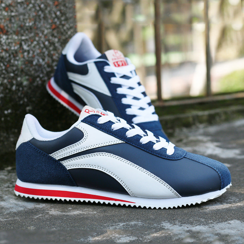 Spring Men'S Shoes, Retro Running Shoes, Low-Top Leather, Lightweight Forrest Shoes, Fashion Jogging Shoes, Casual Sports Shoes Product Information Color: white blue gray, white blue red Inside material: mesh Sole Material: Rubber Function: breathable, li