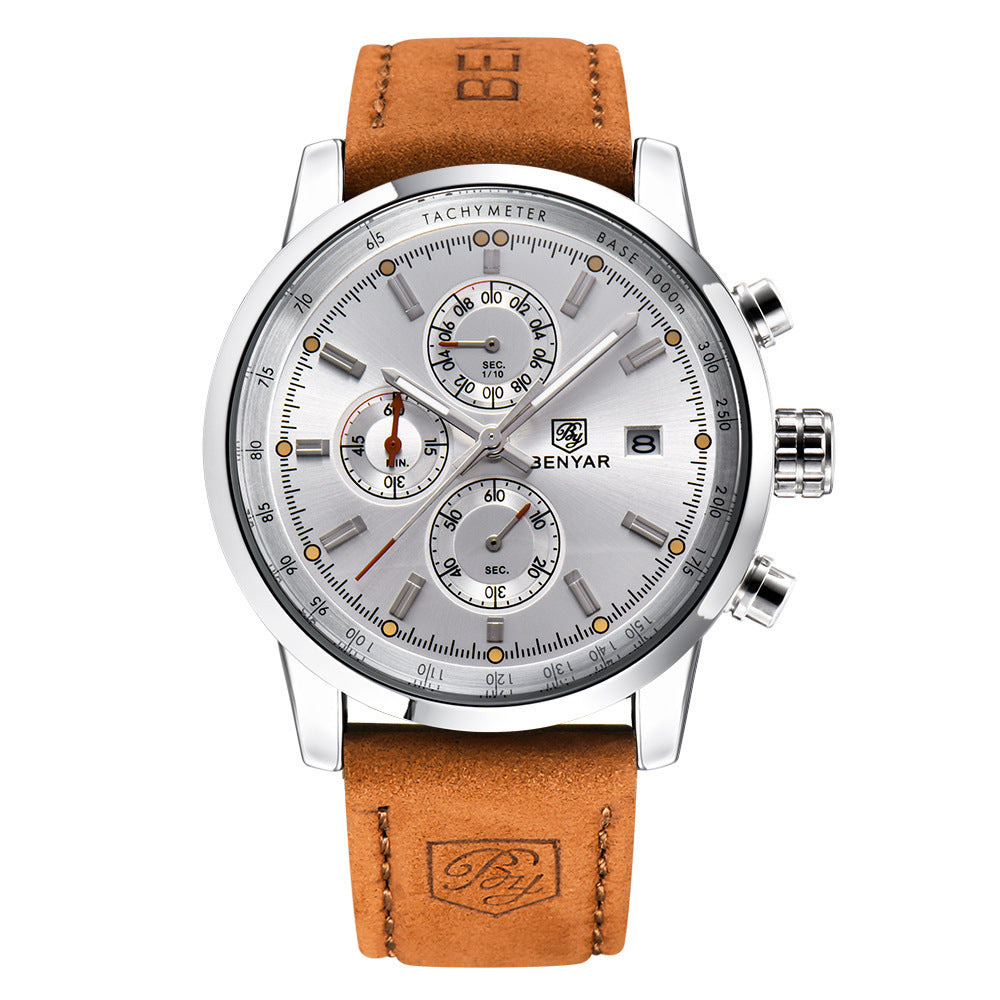 BENYAR Watches Men Luxury Brand Quartz Watch Product information : Brand: Brand:Benyar Model: Model:BY-5102M Movement: Movement: Japan Quartz movement Dial diameter: 43mm Dial thickness: Dial thickness: 15.4mm Strap length: Strap length: 220.5mm Table Ban