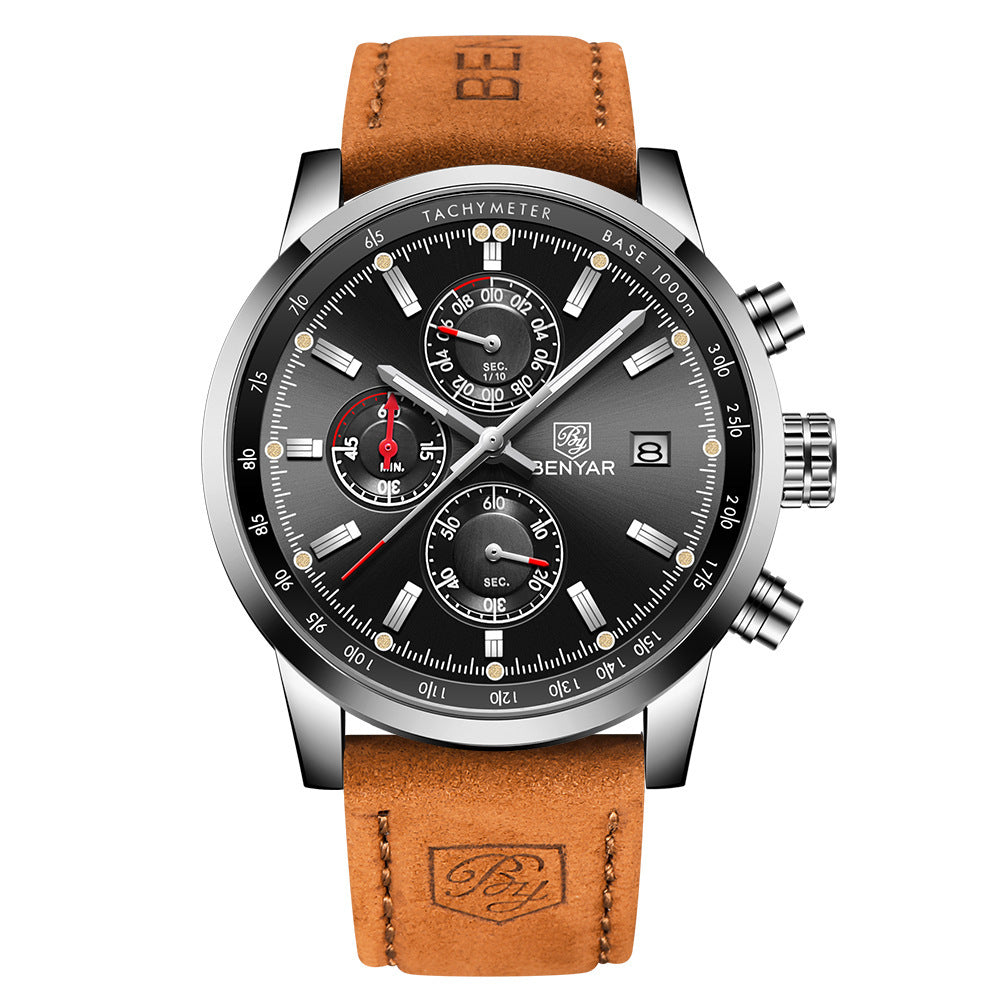 BENYAR Watches Men Luxury Brand Quartz Watch Product information : Brand: Brand:Benyar Model: Model:BY-5102M Movement: Movement: Japan Quartz movement Dial diameter: 43mm Dial thickness: Dial thickness: 15.4mm Strap length: Strap length: 220.5mm Table Ban
