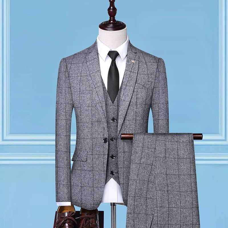 Men'sSuits, Checkered Suits, Three-Piece Suits, Work Suits, Professional Suits, Men's Clothing Trends Product information: Fabric name: cotton blended Main fabric composition: viscose Category: Fashion City (24-35 years old) Suitable season: Four seasons