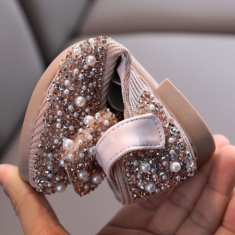 Girls' Leather Shoes Spring And Autumn Style Single Shoes Rhinestone Princess Shoes Performance Shoes Product information: Upper Material: Artificial PU Applicable age: Toddler clothes (1-3 years old), middle children's clothes (7-12 years old), small chi