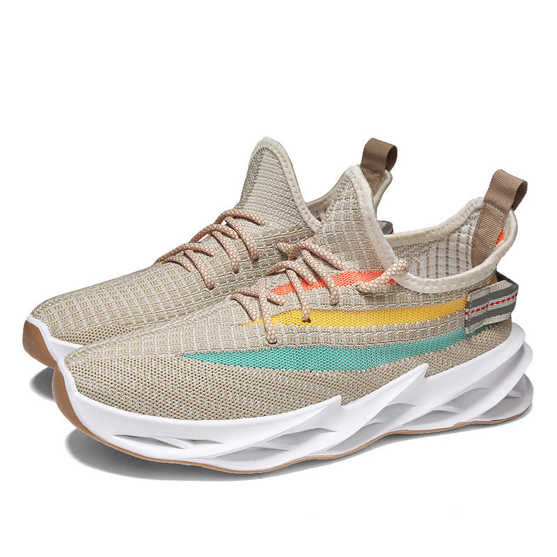 Breathable Fly Woven Mesh Running Men's Sports And Leisure Net Shoes Trendy Shoes Product information: Product Category: Platform shoes Opening depth: shallow mouth (below 7cm) Pattern: plain Upper material: flying fabric Heel shape: thick bottom Inside m