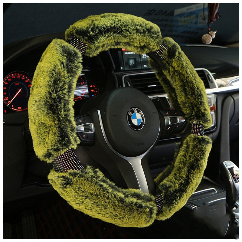 Car Steering Wheel Cover Winter Plush Steering Wheel Cover Korea Diamond Fashion Cute Handle Cover Car Accessories Product information: Material: imitation leather Style: 38cm Applicable models: General Color: gray-black, red, brown, brown, wine red, grad