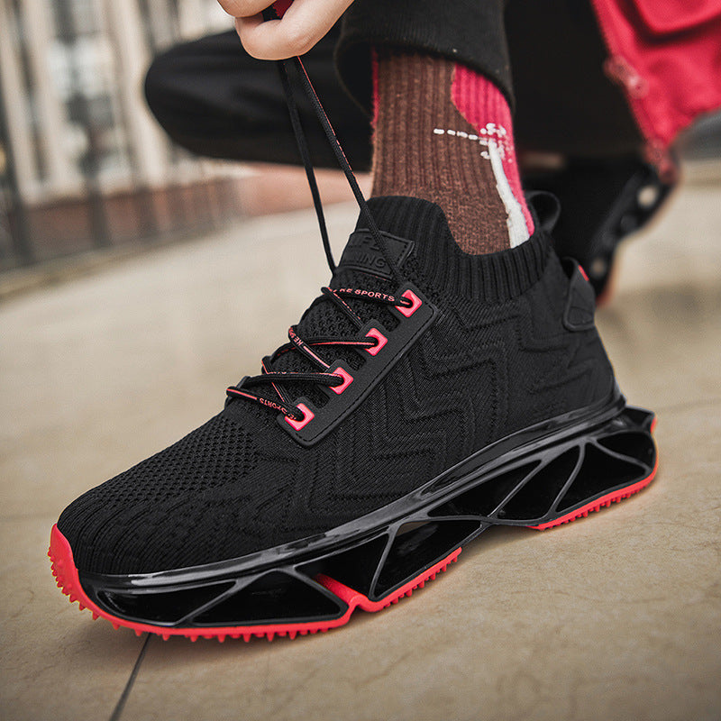 Comfortable Shock-absorbing Running Shoes Breathable Fly Woven Mesh Men Sneakers Product Information: Upper material: mesh Sole Material: Rubber Applicable gender: male Upper height: high Sole craft: vulcanized shoes Wearing style: sleeve/overshoes Popula